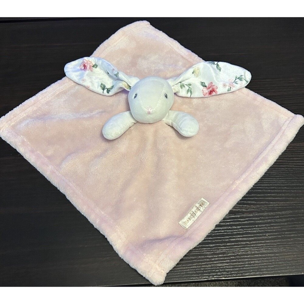 Blankets & Beyond Bunny Rabbit Pink White Lovey Baby Security Blanket Rose Soft